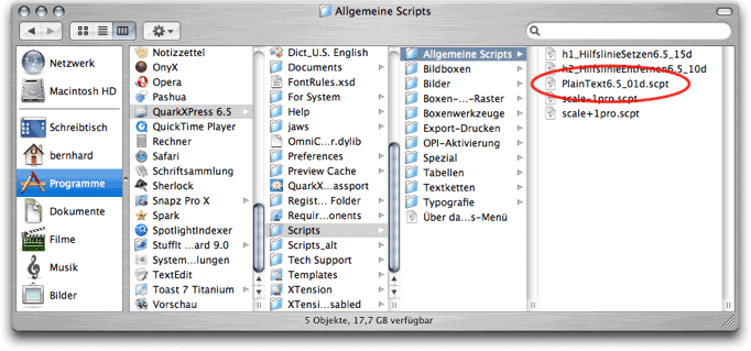 Screenshot - PlainText-Script im Finder