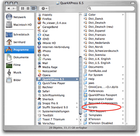 Screenshot - QXP-Scripts-Ordner im Finder