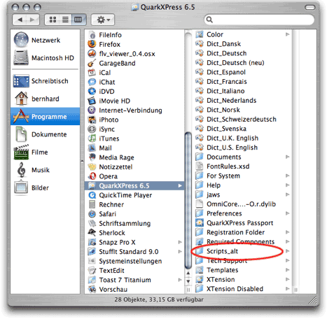 Screenshot - QXP-Scripts-Ordner im Finder umbenannt