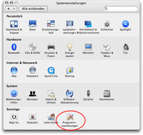 Screenshot - RCDefault.app-Panel in Systemeinstellungen