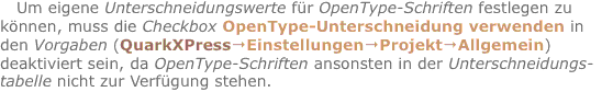 Um eigene Unterschneidungswerte für OpenType-Schriften festlege