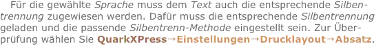 Für die gewählte Sprache muss dem Text auch die entsprechende S
