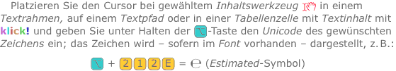 Platzieren Sie den Cursor bei gewähltem Inhaltswerkzeug h in ei