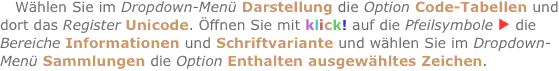 Wählen Sie im Dropdown-Menü Darstellung die Option Code-Tabelle