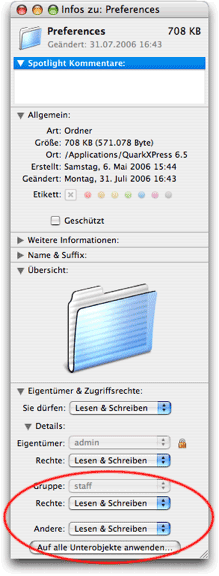 Screenshot - Infos zum Ordner Preferences - neu
