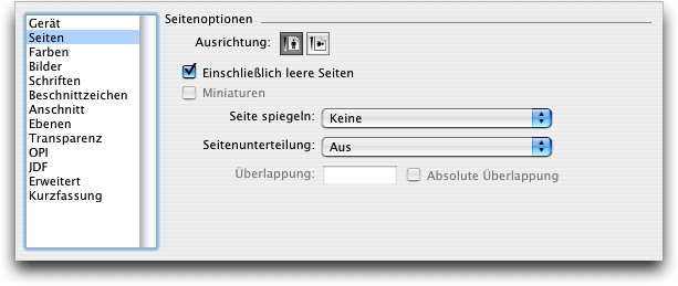 Screenshot – QuarkXPress Drucken QuarkXPress