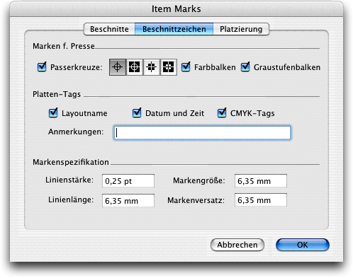 Screenshot – Item Marks