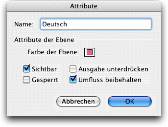 Screenshot – Ebenen in QuarkXPress