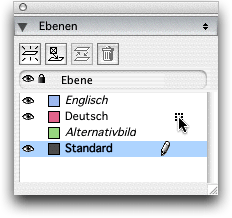 Screenshot – Ebenen in QuarkXPress