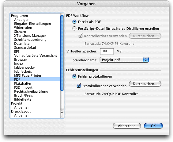 Screenshot – QuarkXPress Export EPS, PS, PDF