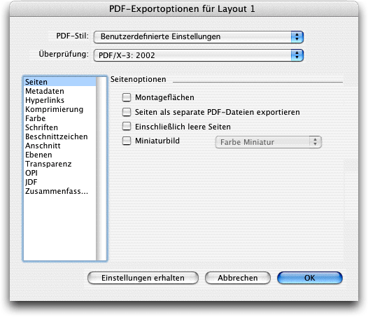 Screenshot – QuarkXPress Export EPS, PS, PDF