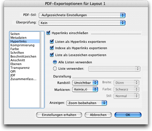 Screenshot – QuarkXPress Export EPS, PS, PDF