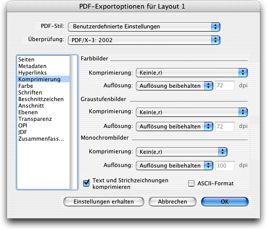 Screenshot – QuarkXPress Export EPS, PS, PDF