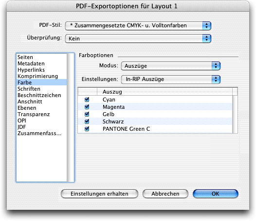 Screenshot – QuarkXPress Export EPS, PS, PDF