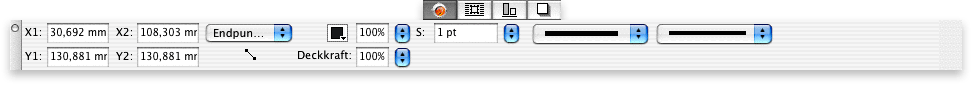 Screenshot – Maßpalette in QuarkXPress