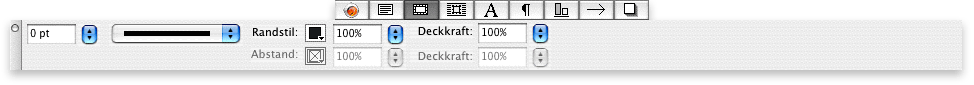 Screenshot – Maßpalette in QuarkXPress