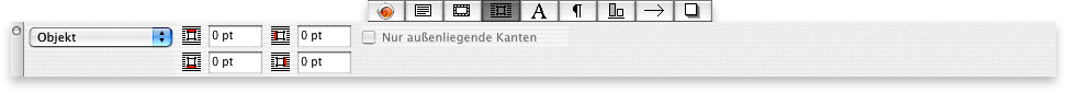 Screenshot – Maßpalette in QuarkXPress