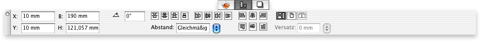 Screenshot – Maßpalette in QuarkXPress