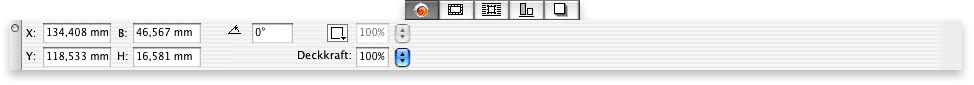 Screenshot – Maßpalette in QuarkXPress