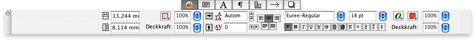 Screenshot – Maßpalette in QuarkXPress