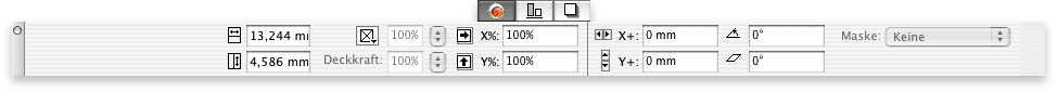 Screenshot – Maßpalette in QuarkXPress