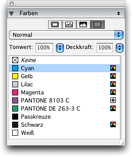 Screenshot – QXP Farben bearbeiten