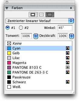 Screenshot – QXP Farben bearbeiten
