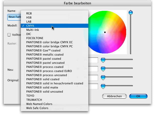 Screenshot - Farbmodelle in QuarkXPress
