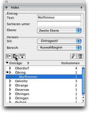 Screenshot - Index in QuarkXPress