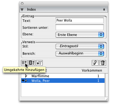 Screenshot - Index in QuarkXPress