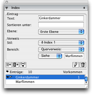 Screenshot - Index in QuarkXPress