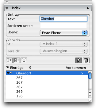 Screenshot - Index in QuarkXPress