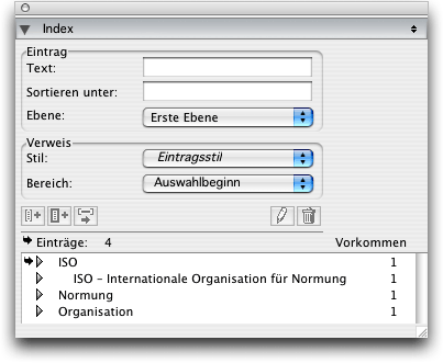 Screenshot - Index in QuarkXPress