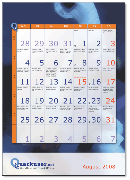 Screenshot – Kalendarien