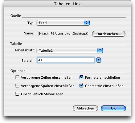 Screenshot – Preise in Tabellen automatisieren