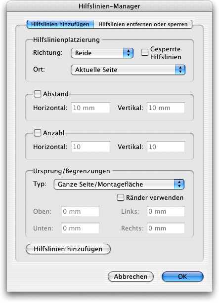 Screenshot – Hilfslinien-Manager