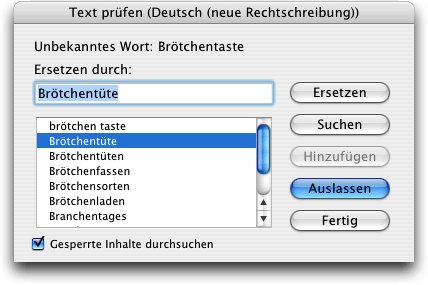 Screenshot - Rechtschreibprüfung in QXP