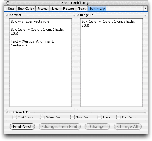 Screenshot – FindChanges