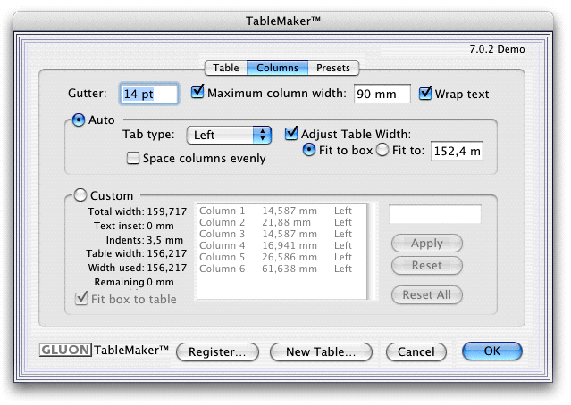 Screenshot – TableMaker