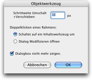 Screenshot – Verschiebungswert ändern in QXP